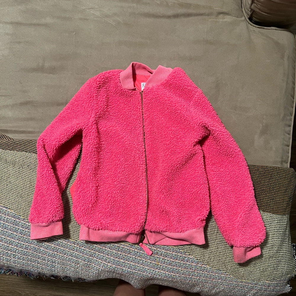 Girls 6/6X pink fleece jacket with collar